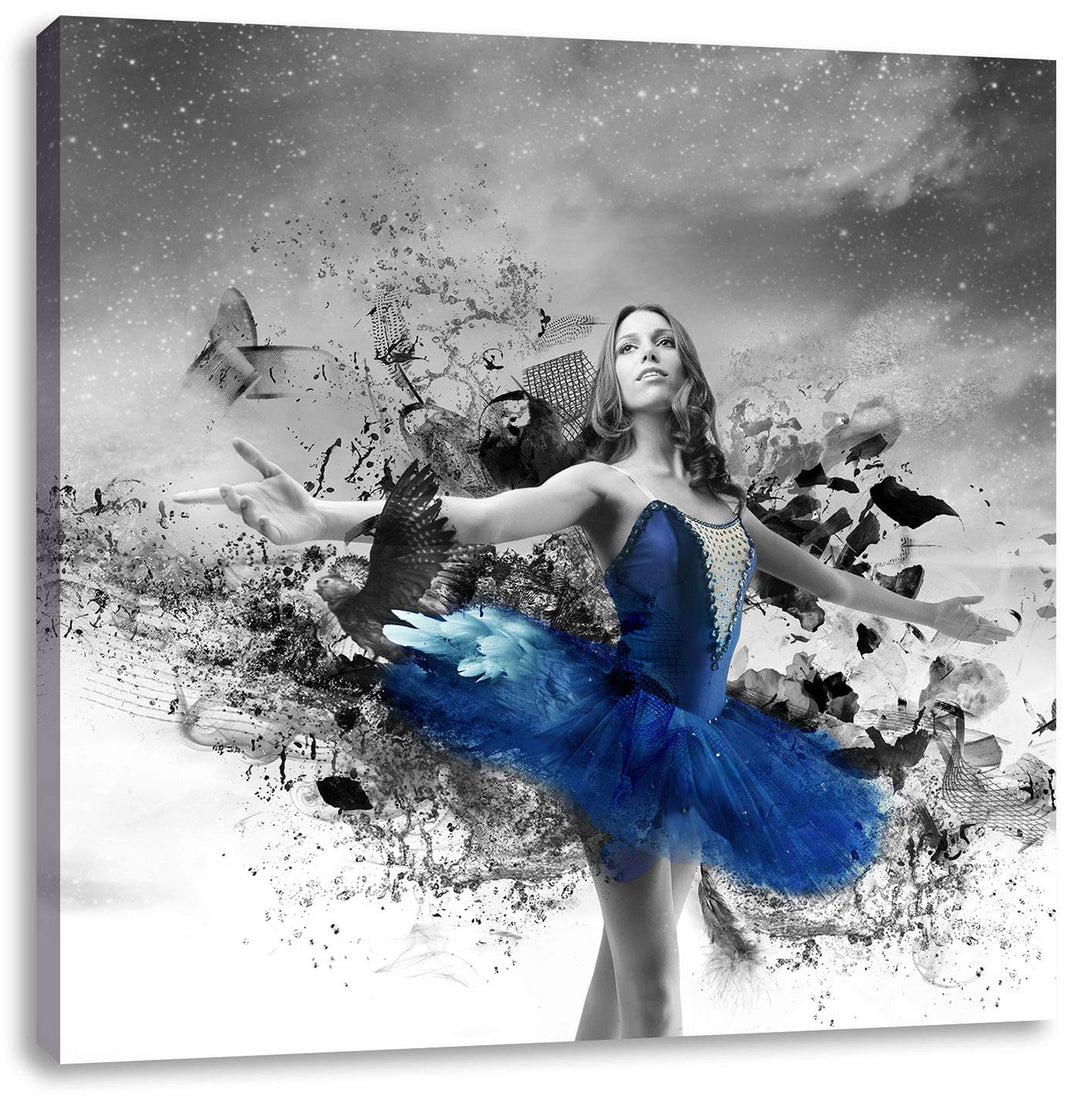 Pixxprint schöne Ballerina als Leinwandbild/Grösse: 70x70 cm/Wandbild/Kunstdruck/fertig bespannt, 70