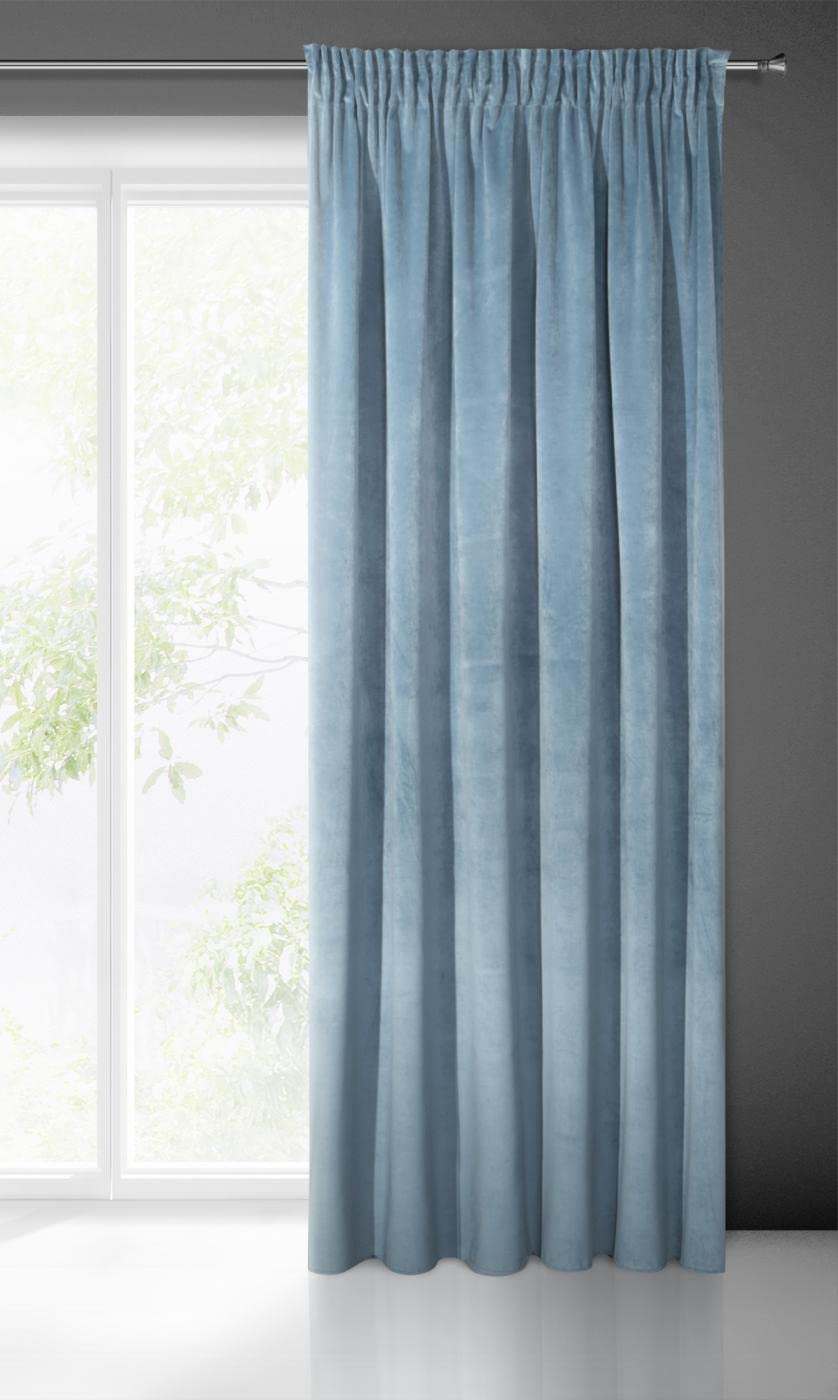 Eurofirany Villa Vorhang Samt Velvet Weich Kräuselband-1 Stk. Edel Gardine Dick 290 g/m2 Elegant Gla