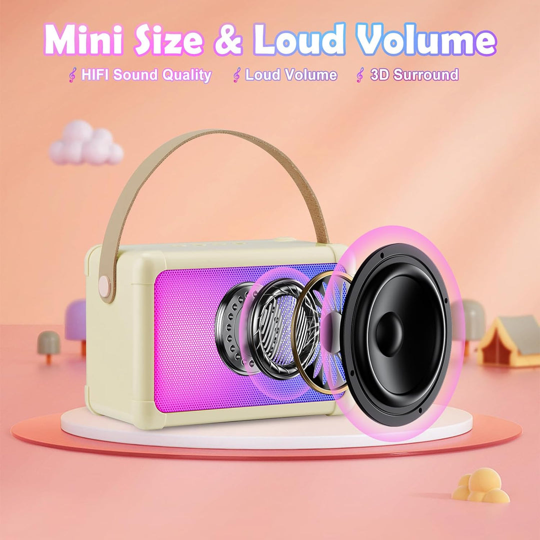 Giecy Karaoke-Maschine mit 2 mikrofonen, Mini Bluetooth Karaoke Anlage mit mikrofon Kinder, PA-Syste