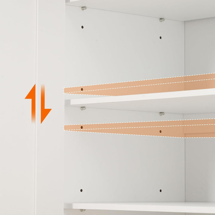HOOBRO Schuhschrank, 6-stöckiges Schuhregal, Landhausstil, mit verstellbaren Ablagen, freistehend, S