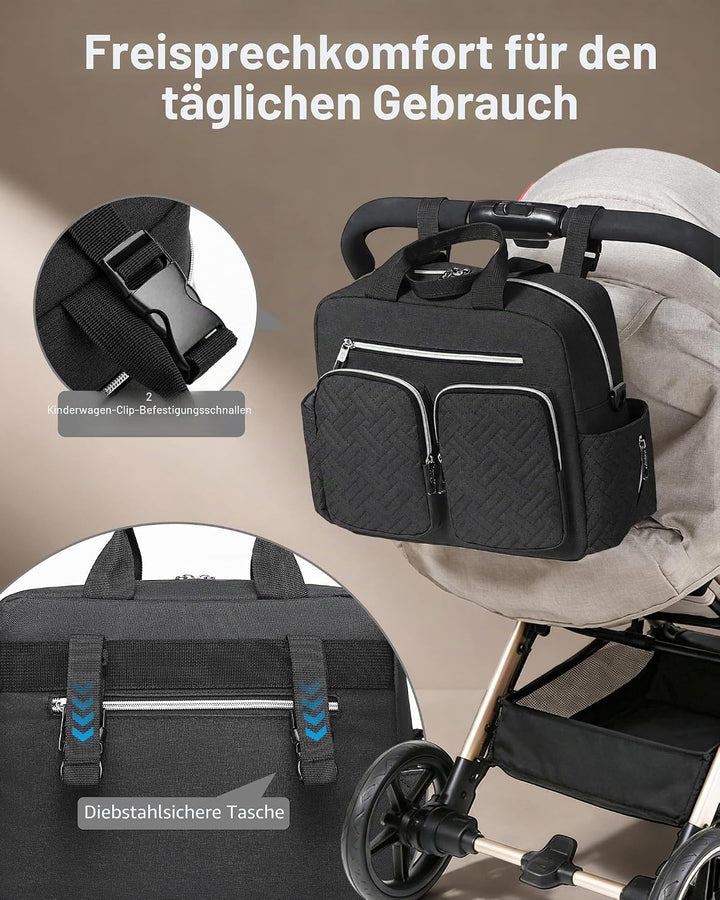 KONO Baby-Wickeltasche, stilvoll, für Mama und Papa, wandelbare Reisetasche mit isolierten Taschen