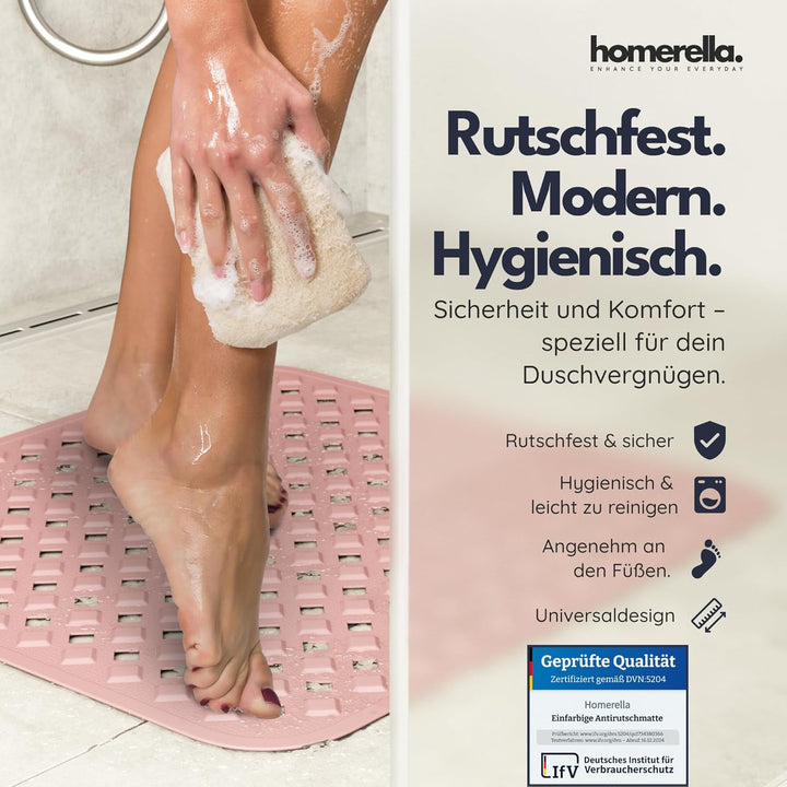 Homerella Duschmatte rutschfest 53x53 cm Dusche - Wanneneinlage Rosé | Inklusive 2 Klebehaken zum pl