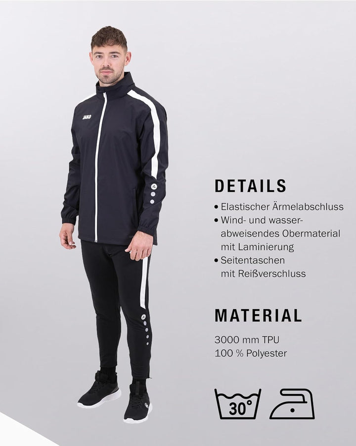 JAKO Power Allwetterjacke Herren XXL Schwarz, XXL Schwarz