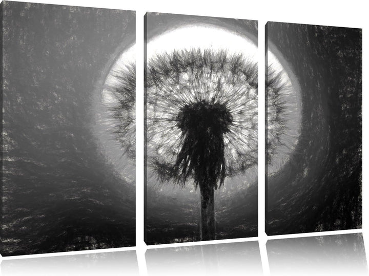 Pixxprint Pusteblume abends als Leinwandbild/Grösse: 3 Teilig (120x80) cm/Wandbild/Kunstdruck/fertig