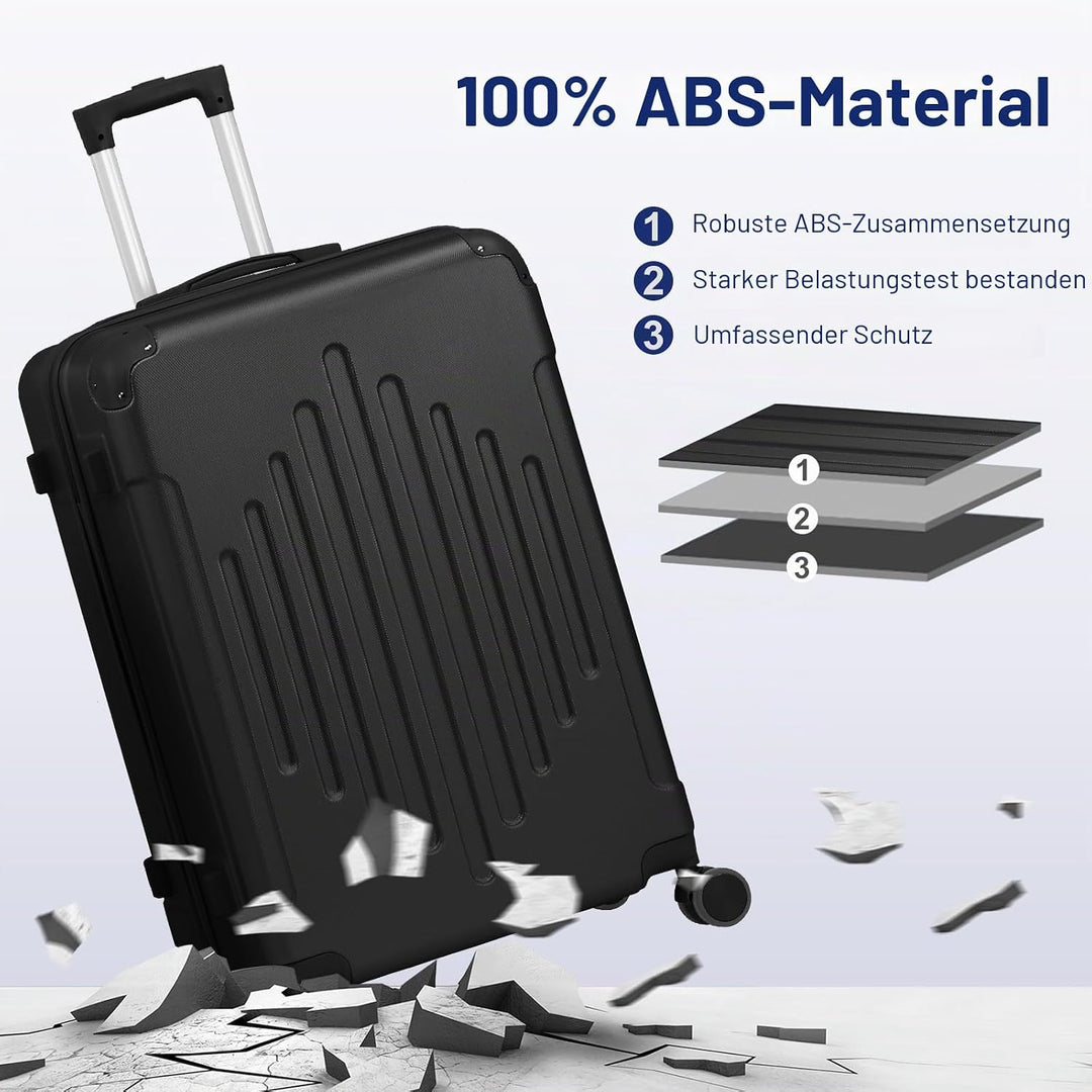 LALAHO Kofferset 5 teilig, Reisekoffer Set mit Kosmetikkoffer, Hartschalen Koffer Set aus ABS, Gepäc