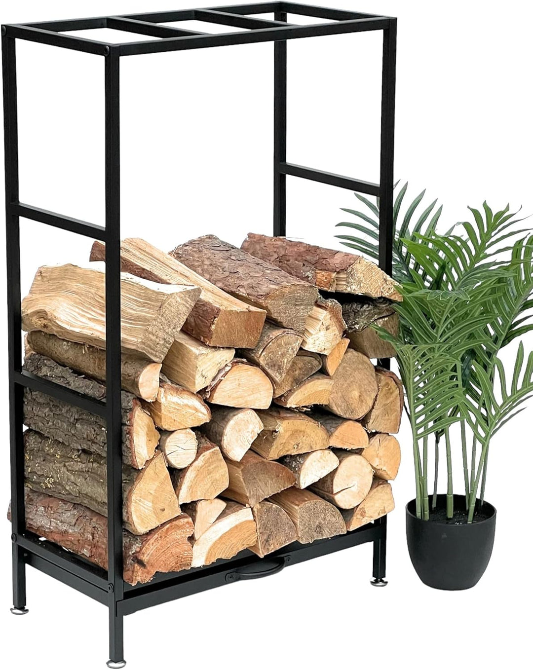 DanDiBo Kaminholzregal Innen Metall Schwarz 80x50x25 cm Brennholzregal Holzaufbewahrung Kaminholzstä