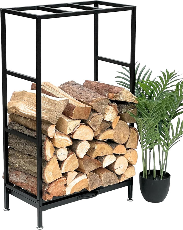 DanDiBo Kaminholzregal Innen Metall Schwarz 80x50x25 cm Brennholzregal Holzaufbewahrung Kaminholzstä