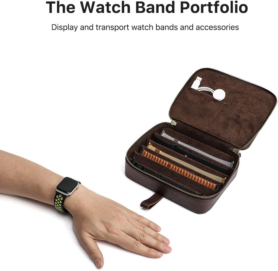 Hiram Uhrenarmbänder, Organizer, Leder, 6 Uhrenarmbänder, Reiseetui mit Griff, tragbare Uhrenarmband