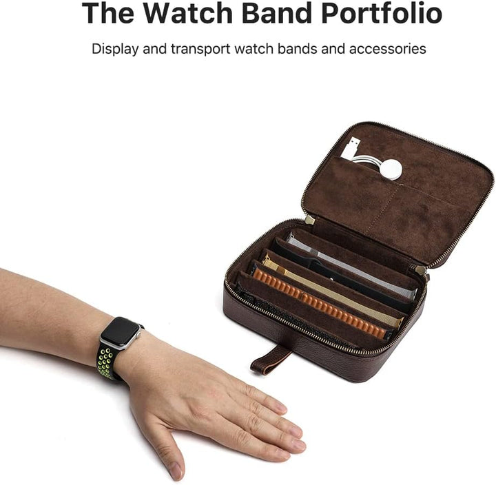 Hiram Uhrenarmbänder, Organizer, Leder, 6 Uhrenarmbänder, Reiseetui mit Griff, tragbare Uhrenarmband