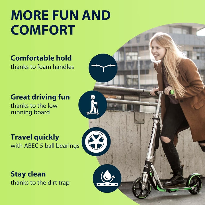 HUDORA BigWheel 205 Scooter - Tretroller für Kinder und Erwachsene - Roller ab 6 Jahre - Cityroller