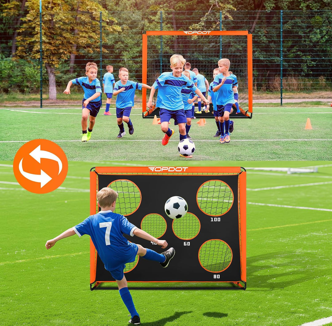 Topdot Kinder Fussballtore, 2-in-1 Fussballtor Faltbares Soccer Tor für Hinterhoftraining &amp; Aufblasb