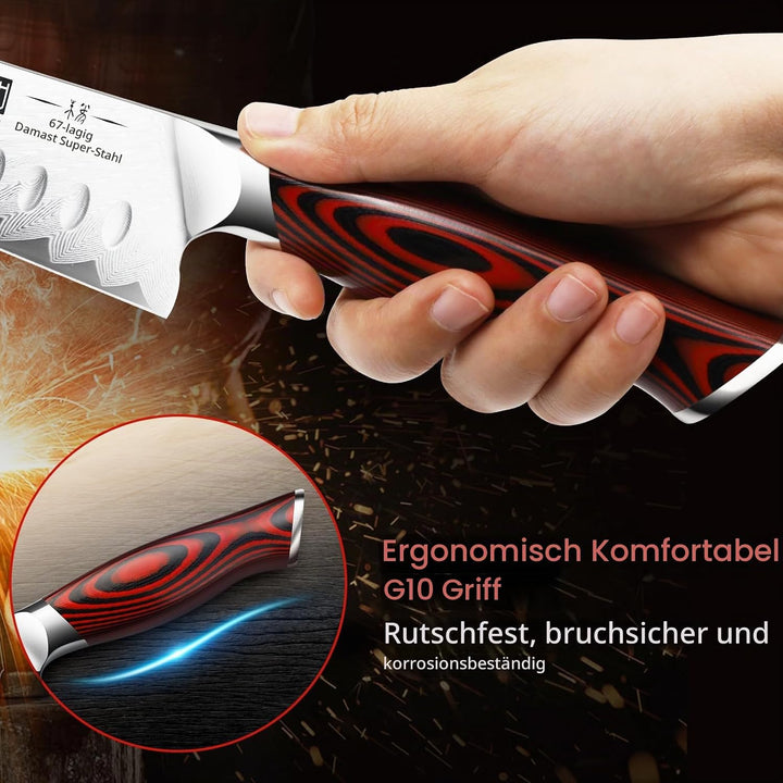 HOSHANHO Damaszener Santokumesser, professionelles 7-Zoll-Küchenmesser, ultrascharfes Santoku-Kochme