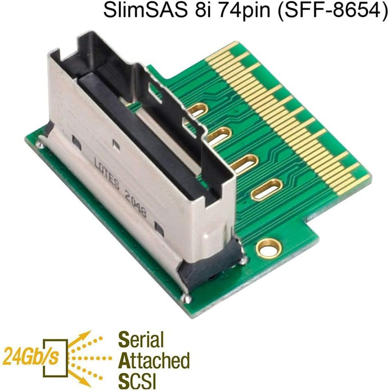 chenyang CY SFF-8654 PCI-E Slimline SAS 8i 74Pin Stecker auf SFF-8654 SAS 4.0 74Pin Buchse SFF-8654