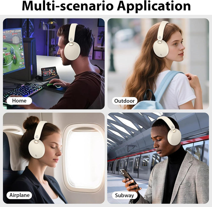 Bluetooth Kopfhörer Over Ear mit Hybrid Active Noise Cancelling, Mikrofon, Hi-Res Audio & Bässen, 65