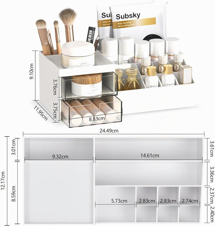 Subsky Make up Organizer mit Schubladen, Multifunktion Schminktisch Organizer Einfache Aufbewahrung
