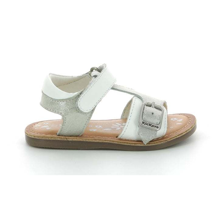 Kickers Mädchen Diazz Sandale, Weiss Silber Metallic