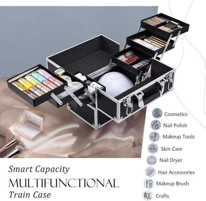 Joligrace Kosmetikkoffer Schminkkoffer, Grosse Kosmetik Make up Organizer Koffer Aufbewahrung Friseu