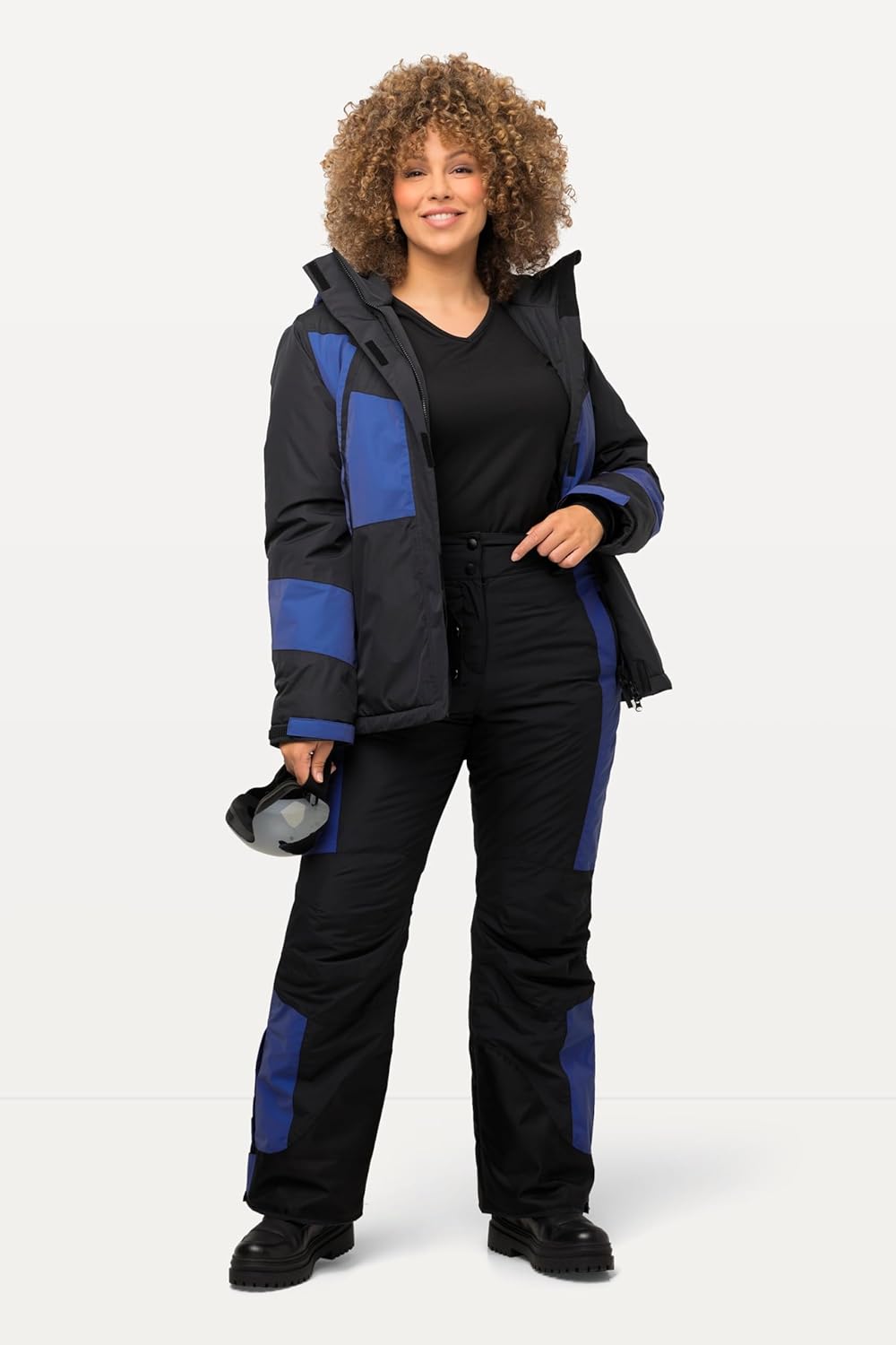 Ulla Popken Damen Skihose Reflektierend, Wasserdicht Hose 48 Schwarz, 48 Schwarz