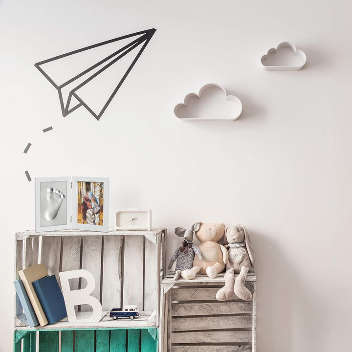 Relaxdays 4 x Babybilderrahmen mit Gipsabdruck, Set für Handabdruck oder Fussabdruck, DIY Babyabdruc