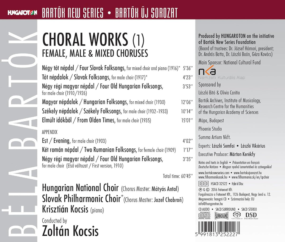 Bartok:Choral Works 1, Audio-CD