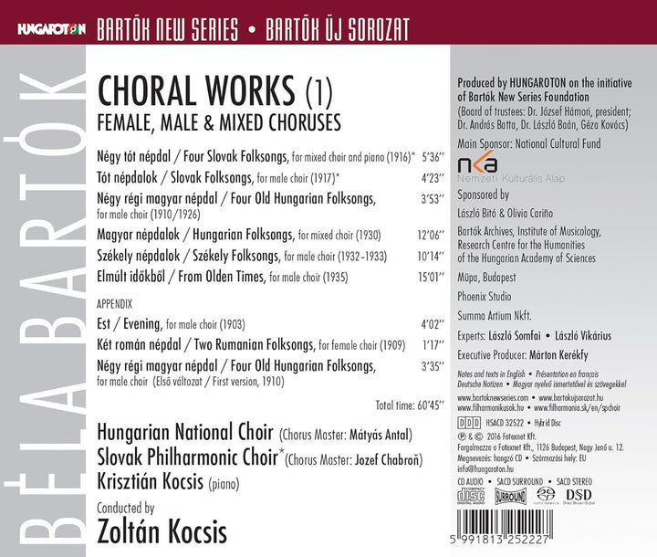 Bartok:Choral Works 1, Audio-CD