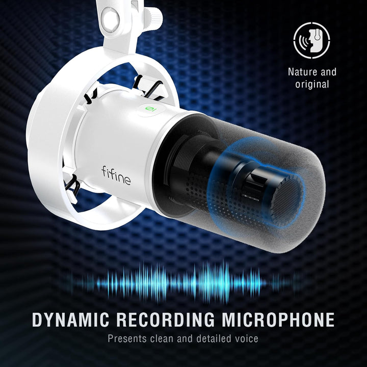 FIFINE XLR Studio Mikrofon Dynamisches, USB Microphone PC für Streaming Podcast Gaming, für PS4/5 Ma