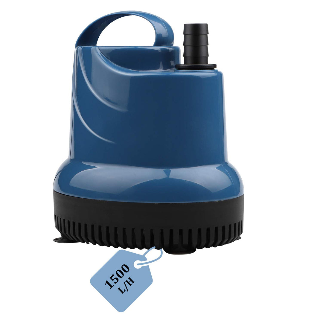 EXLECO Mini Wasserpumpe Tauchpumpe Aquariumpumpe 1500L/H 20W 230V Förderhöhe 1,6m Kabel mit Stecker