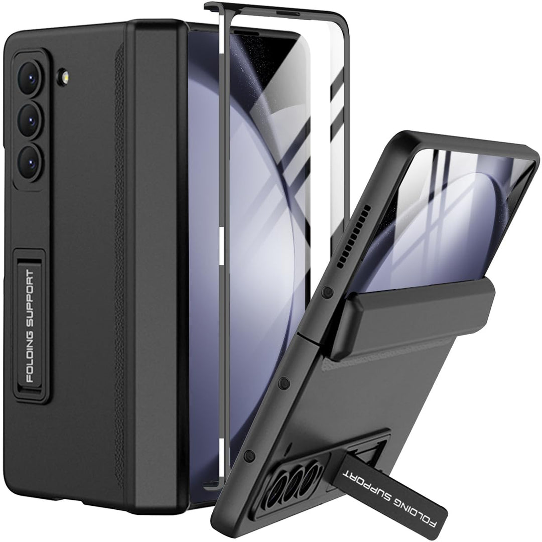 Hülle Kompatibel mit Samsung Galaxy Z Fold 5 Hülle, Robust PC Hülle mit Displayschutz & Ständer Anti