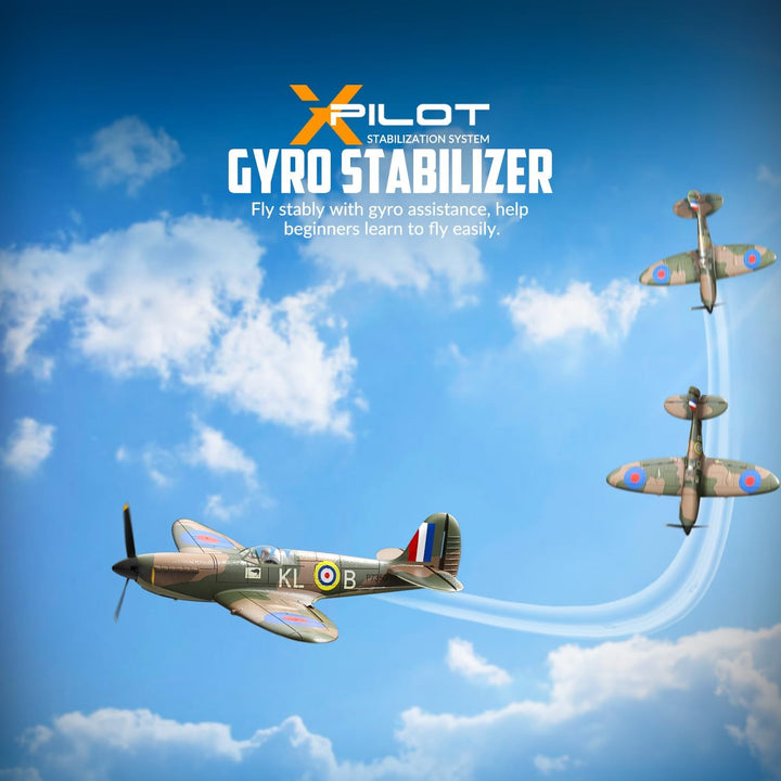 VOLANTEXRC RC Flugzeug Spitfire, 2,4 GHz ferngesteuertes Flugzeug RTF mit 2 Batterien, 6 Achsen Gyro