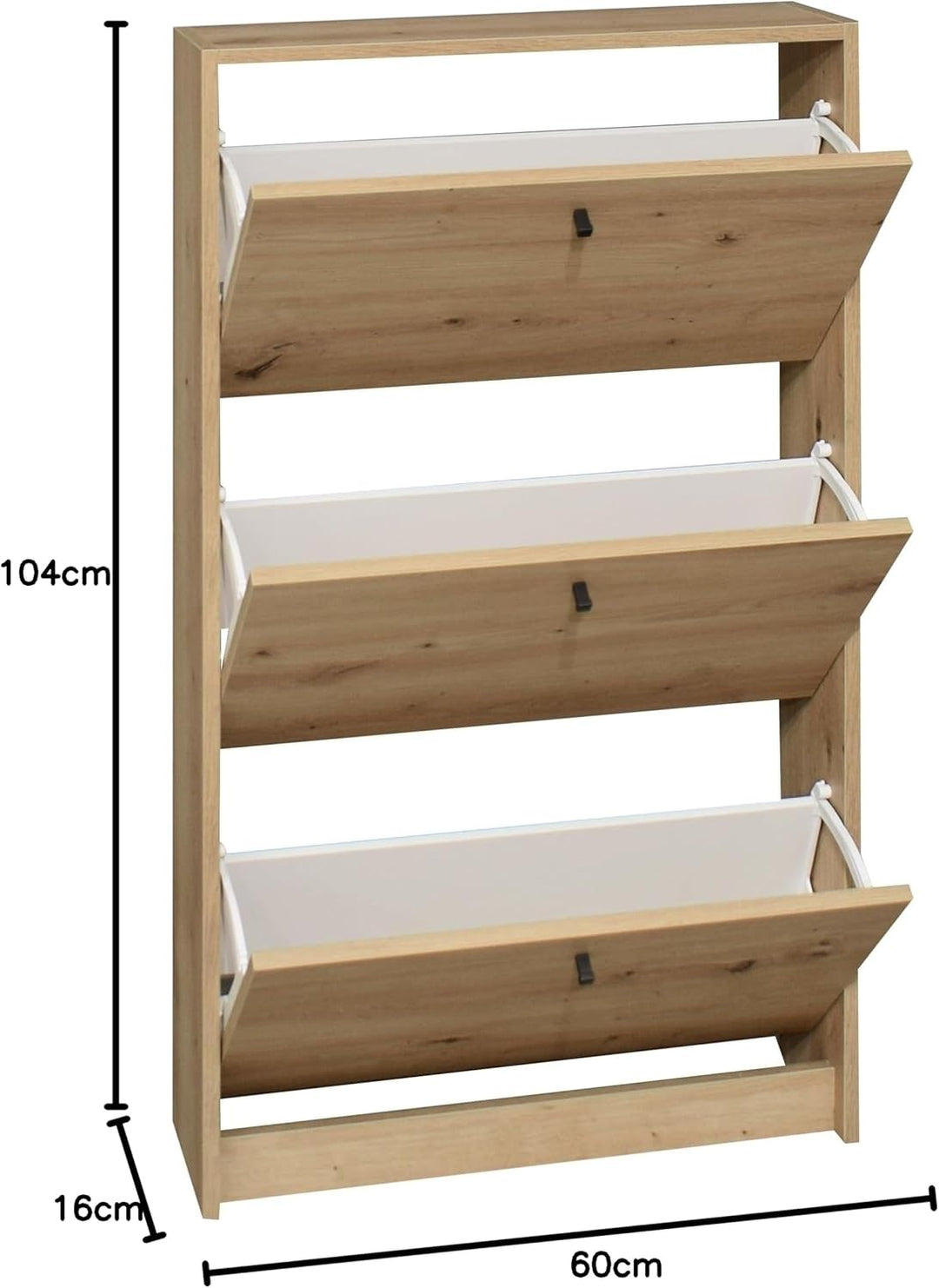 möbelando Schuhkipper >Flap< in asteiche, Holzwerkstoff - 60x104x16cm (BxHxT)