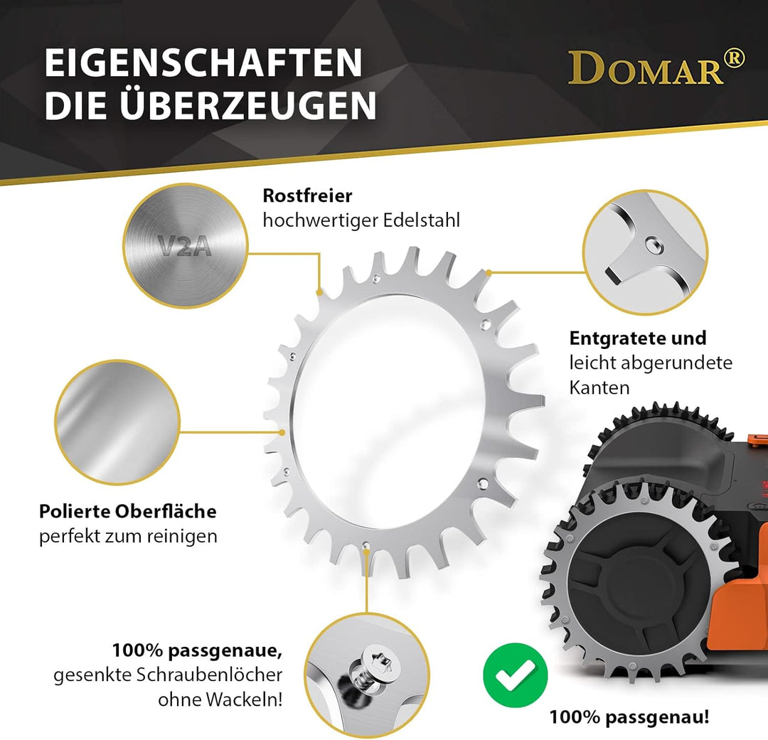 Domar Mähroboter Spikes aus Edelstahl I entgratete Spikes zur Traktionsverbesserung kompatibel mit A