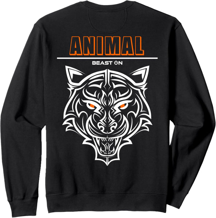 Tiger Kopf Orange Animal Rücken Design Gym Workout Fitness Sweatshirt
