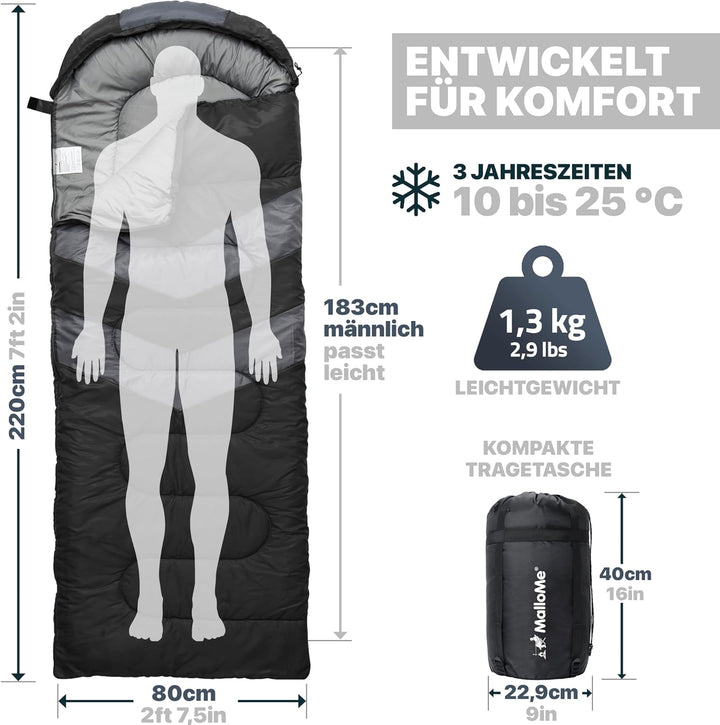 MalloMe Schlafsack Outdoor - Schlafsack Erwachsene und Kinder - Schlafsack Winter, Schlafsäcke, Camp