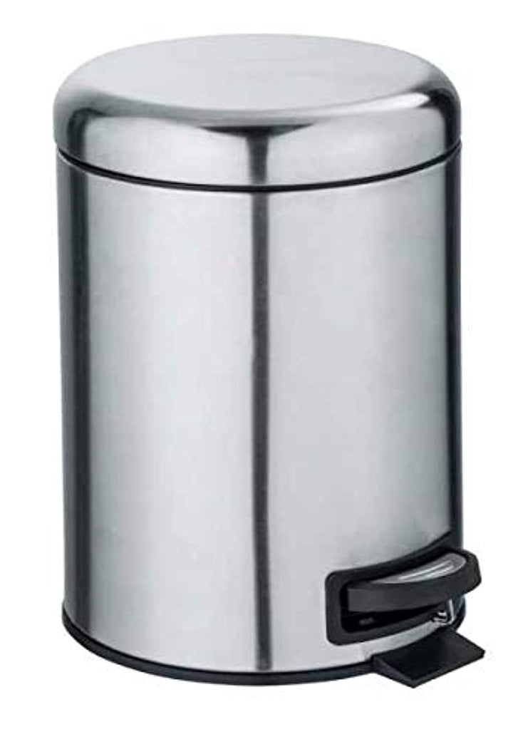 WENKO Treteimer Mod. Leman, 5 Liter, mit herausnehmbarem Einsatz, aus rostfreiem Edelstahl, 21 x 24