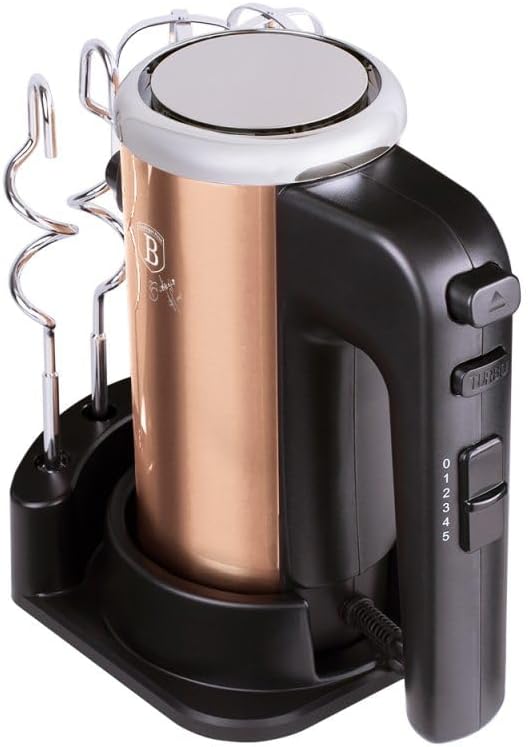 Berlinger Haus Handmixer mit Zubehör 300 W Rosegold Metallic Linie - Leistungsstarker Rührer für Kuc
