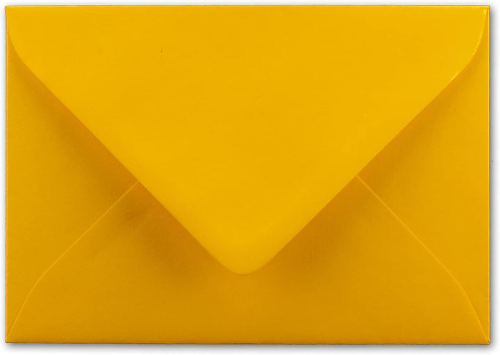 200 Briefumschläge Goldgelb (Gelb, Matt) - DIN C6 - gefüttert mit weissem Seidenpapier - 100 g/m² -