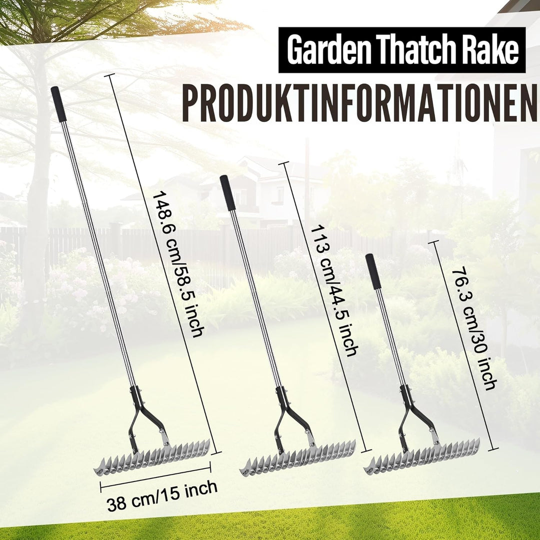 Rechen für Strohbesen – 38,1 cm breiter verstellbarer Griff, Rechen mit verstellbarem Rechen, Unkrau