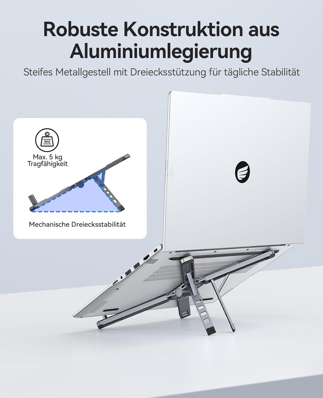 ORICO Tragbarer Laptop Ständer für Schreibtisch &amp; Reise, Faltbarer Aluminium 3-in-1 Halterung für La