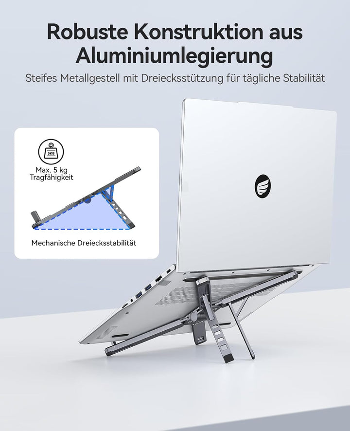 ORICO Tragbarer Laptop Ständer für Schreibtisch &amp; Reise, Faltbarer Aluminium 3-in-1 Halterung für La