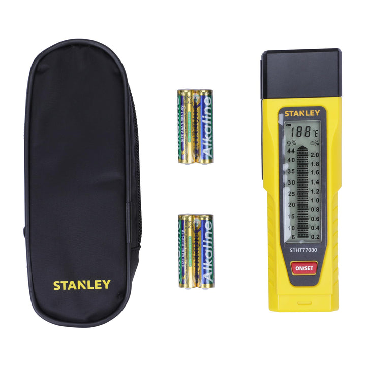 Stanley Feuchtigkeitsmesser (display mit Balkengrafik und zwei Messskalen, schlagfestes Gehäuse)