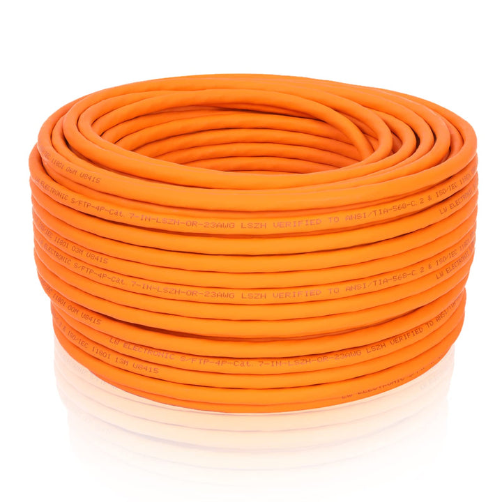 LW Electronic Verlegekabel Cat7A LAN Kabel 30m Gigabit Halogenfrei POE BauPVO Netzwerkkabel S/FTP PI