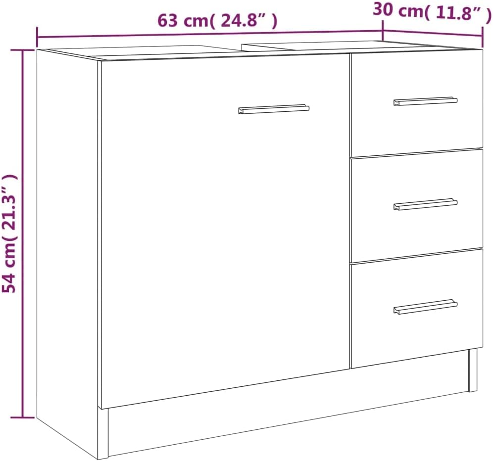 homiuse 63x30x54 cm Waschbeckenschrank Badezimmerschrank Badezimmer Möbel Waschbeckenunterschrank Ba