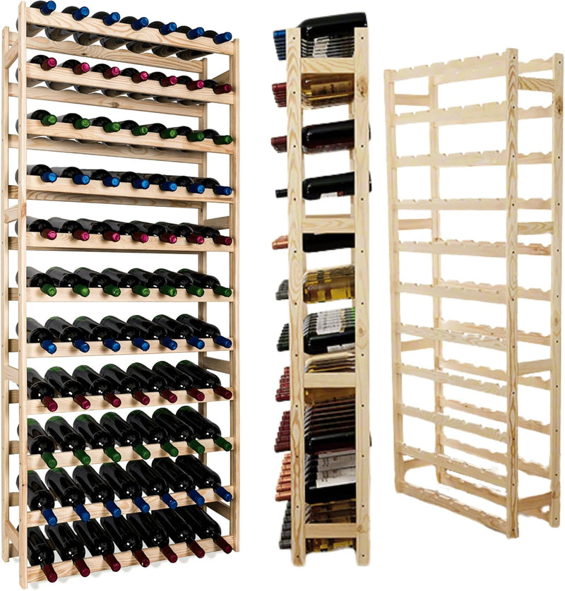 MODO24 Weinregal, Holz, unbehandelt, 72.5 x 25 x 166 cm, 25-Einheiten 72.5 x 25.0 x 166.0