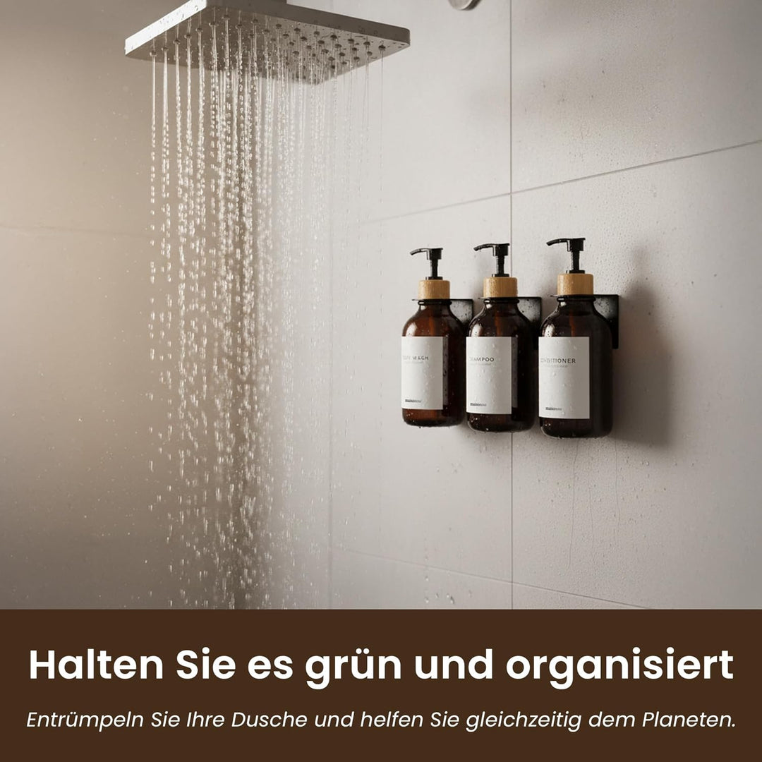 MaisoNovo Shampoo Flaschen zum befüllen – Duschseifen Seifenspender Wandbefestigung – 500 ml Set mit