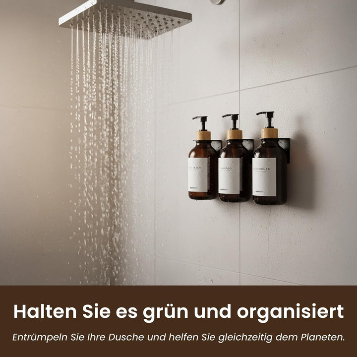 MaisoNovo Shampoo Flaschen zum befüllen – Duschseifen Seifenspender Wandbefestigung – 500 ml Set mit