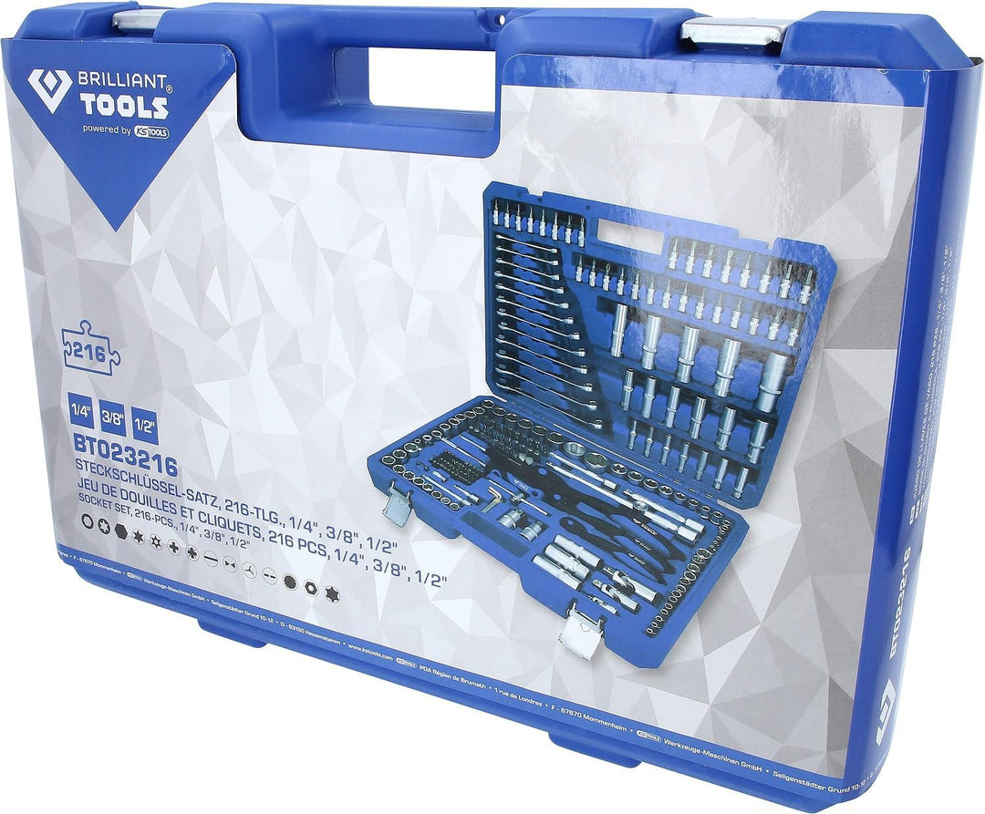 BRILLIANT TOOLS BT023216 Steckschlüssel-Satz, 216-tlg, 1/4", 3/8", 1/2" [Powered by KS TOOLS] 216-tl