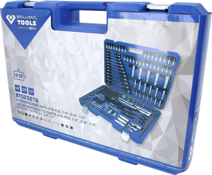 BRILLIANT TOOLS BT023216 Steckschlüssel-Satz, 216-tlg, 1/4", 3/8", 1/2" [Powered by KS TOOLS] 216-tl