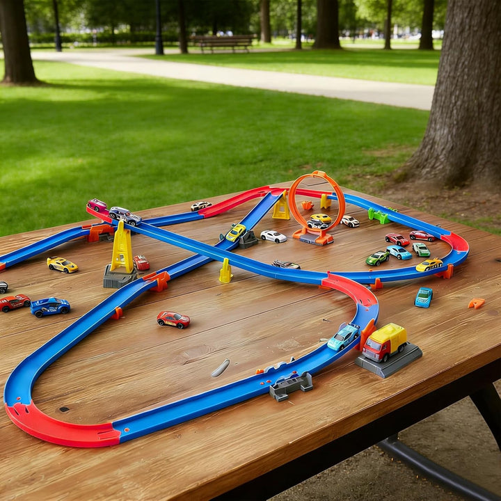 10stk Bahn Zubehör mit Hot Wheels, 90-Grad-Kurvenschienen-Bausatz Spielzeugauto-Bahnbausatz Kompatib