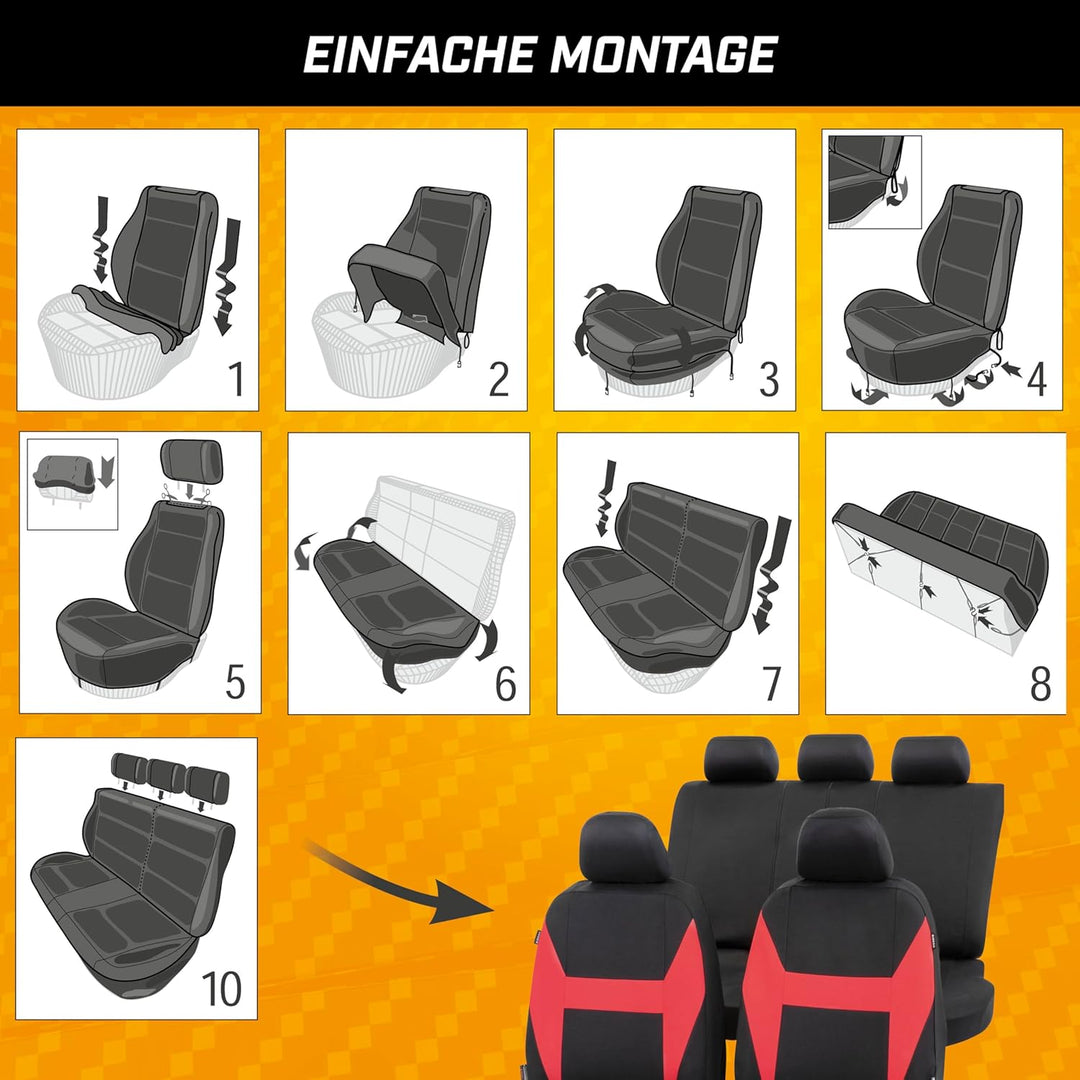 Walser Auto-Sitzbezug Caledon Komplettset, Universal PKW-Sitzbezüge 4-teilig, Auto-Schonbezüge, 2 Vo