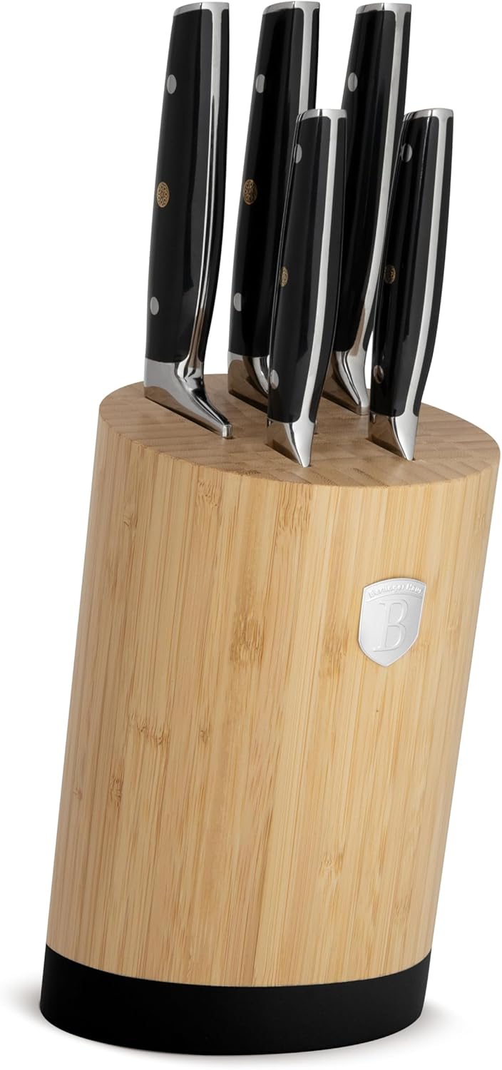 Berlinger Haus Messerset mit Ständer BAMBOO 6-tlg. Black Silver Collection BH-3136